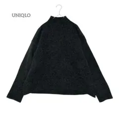 ユニクロ スフレヤーンモックネックセーター M グレー ウール混 ハイネック