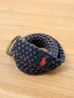 Polo ラルフローレン ネイビー 編み込みベルト リングベルト