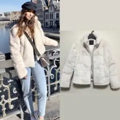 美品 ZARA フェイクファーパフジャケット XSサイズ