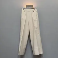 グリーンレーベル　アイボリー ハイウエスト ワイドパンツ　リネン　コットン