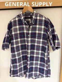 美品GENERAL SUPPLY 半袖シャツ チェックSHIPS