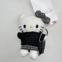 LOWRYSFARM ハローキティ ツイードブラックチェック　キーホルダー