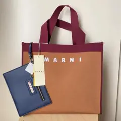 【MARNI】 マルニ ジャカード ショッピングバッグ ミディアム トートバッグ