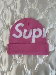 Supreme ピンク ロゴ ニット帽