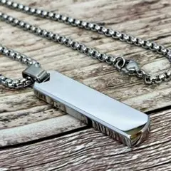 T108 メンズ ネックレス スティック ネックレス プレートシルバー