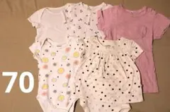 ベビー服 ランニング半袖ロンパース Tシャツ5枚セット 70