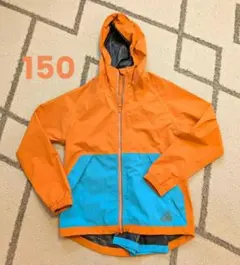 ワークマンキッズ★レインジャケット オレンジ×ターコイズブルー　150のサムネイル