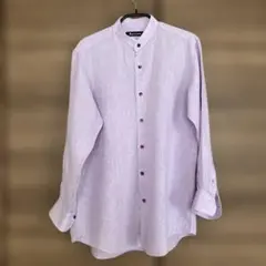 Aquascutum リネン100% バンドカラーシャツ パープルのサムネイル