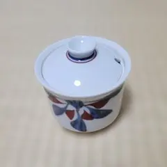 砥部焼 梅山窯 薬味入れ シュガーポット 中 呉須赤菊