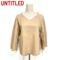 A5788 アンタイトル 七分袖ブラウス トップス 綿 Vネック ベージュ ２