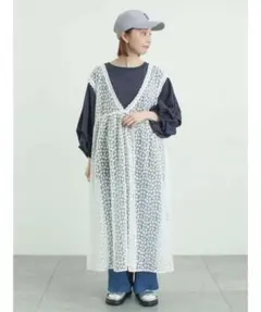 チュール刺繍前後2WAYノースリワンピース