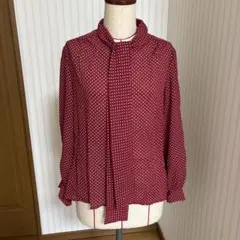 レトロ　昭和　ドット柄 長袖ブラウス　11号