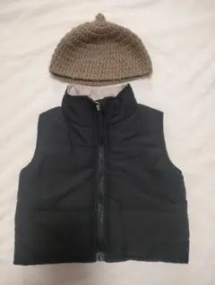 黒ベスト（74cm）と帽子（46cm）セット
