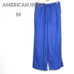 アメリカンホリック　ワイドパンツ M ブルー　イージーパンツ　華やか　薄手　人気