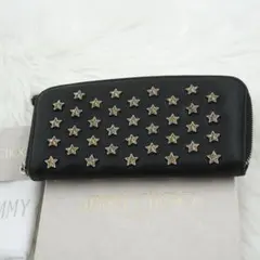 極美品　jimmy choo ジミーチュウ　長財布　レザー　スタッズ　ブラックのサムネイル
