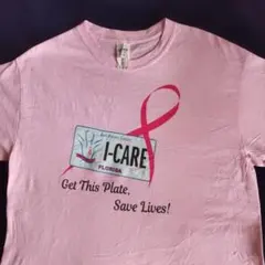 GILDAN製 ピンク リボン I-CARETシャツ ◀Ｍ ▶