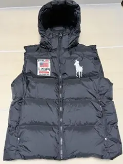 近年モデル ポロラルフローレン ダウンベスト グレー ビッグポニー XL