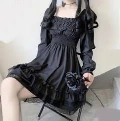 【コスプレ】ロリータ ゴスロリ ワンピース ハロウィン黒  Mサイズ