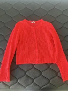GU 透かし編み 長袖カーディガン レッド L