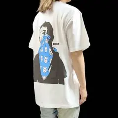 新品 ビッグ バックプリント ドルク バンダナ 少年 バンクシー風 Tシャツ 白