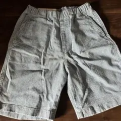 新品タグ付　ユニクロ　ストライプ イージーショート半ズボン 130cm 青