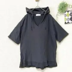 【グリーンレーベル】 パーカー 半袖 L相当 スウェット グレー 春夏 キレカジ