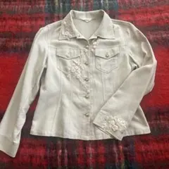 INGEBORG インゲボルグ 刺繍付きベージュシャツジャケット Mサイズ