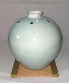 信楽焼　青磁　丸壺　花生け　花瓶　花入れ　花器　フラワーベース　投げ入れ　壺