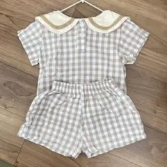 BAKER 73 襟付きセットアップ　ベージュチェック