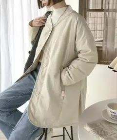 JaVaジャバコラボ　ノーカラーサイドファスナー中綿ジャケット　Lサイズ