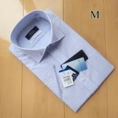 CHRISTIAN ORANI タックアウトブルーストライプ半袖シャツ 【M】のサムネイル