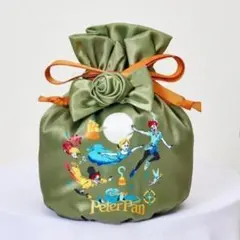 【新品】しまむら ディズニー ピーターパン 巾着袋 グリーン 小物入 化粧ポーチ