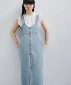 美品 アダムエロペ デニムサロペットスカート ロング サックス ブルーのサムネイル