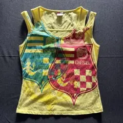 062 DIESEL Womens Crest Tank Top Yellowのサムネイル