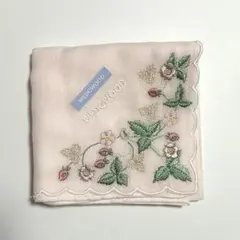 【WEDGWOOD】未使用　刺繍ハンカチ ピンク　シール付き
