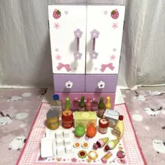 マザーガーデン リボン デラックス 冷蔵庫 セット 木のおままごと 木製