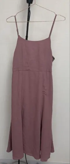 くすみピンク キャミワンピース ロング丈