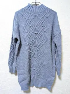 新品 クチュールブローチ ケーブルニットワンピース M チュニック ニット