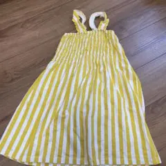 ノースリーブワンピース 13-14歳用 黄色と白のストライプ