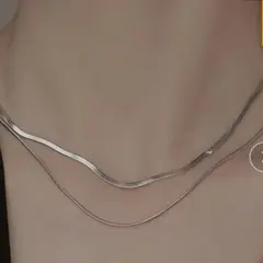 【値下げ】DiamondHearts 2連スネークチェーン ネックレス