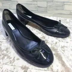 COLE HAAN 24.5cm パンプス 黒 レザー フラットシューズ 7.5のサムネイル
