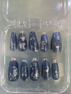 星と月のデザイン ネイルチップ 10個セット