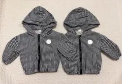 Cottoli ギンガムチェック フード付きジップジャケット80cm