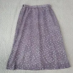 値下げ中　総柄スカート フレア 花柄 Aライン　上品　紫　きれいめ　フォーマル