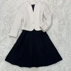 美品 セレモニースーツ 7AR アイボリー ネイビー ワンピースセット