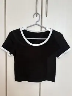 GU レディース 半袖Tシャツ 短丈 S 黒