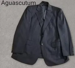 Aguascutum　テーラードジャケット　ネイビー　ストライプ柄　匿名配送