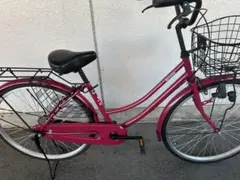 【引き取り限定】自転車　中古車　変速　シティサイクル 赤　茶色サドル 引き取り限定】自転車 中古車 変速 シティサイクル 赤 茶色サドル