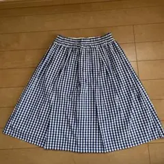 ネイビーとホワイトのギンガムチェック フレアスカート L