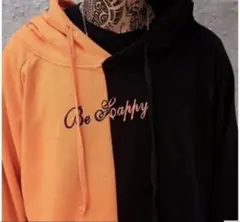 オレンジ/黒 ビッグフードパーカー S,M,L,XL,XXL